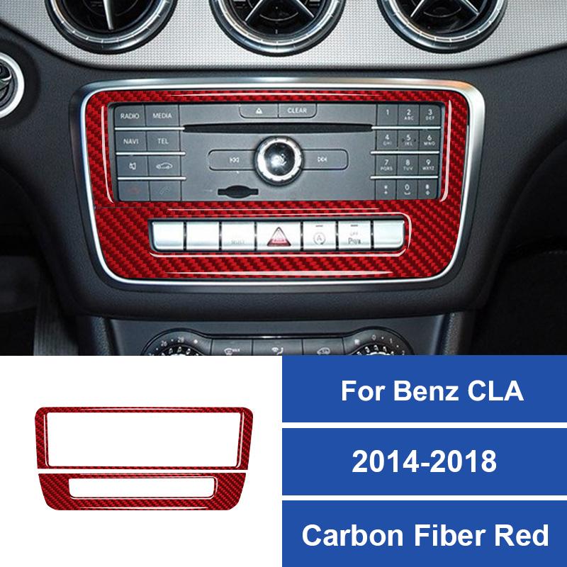 Real Carbon Fiber For Mercedes Benz CLA 2014-2018 Car Console CD Panel Frame Decoration Sticker Car Interior Accessories