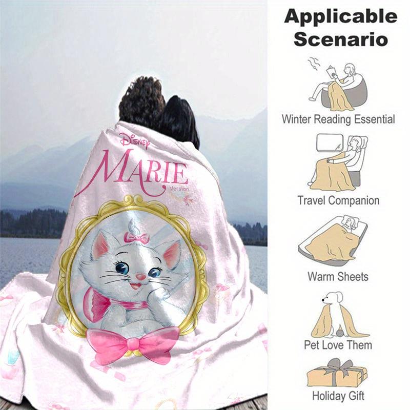 1pc, Disney Marie Version Cute Cat Design Throw Blanket for Home Decor, Couch Cover, Outdoor Use, Travel, Camping, Car, Beach, Office Nap
