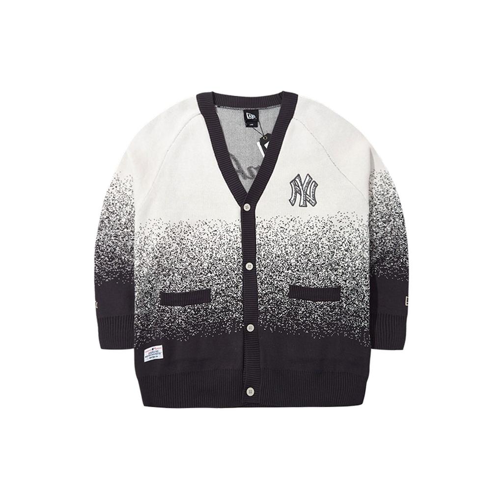 New Era FW23 MLB New York Yankees V-Neck Vintage Hand-Drawn Gradient Knit Sweater Unisex sweater Black 14112318