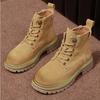 Ботинки на платформе из коровьей замши в стиле ретро для женщин, осень-зима, новые дизайнерские повседневные женские туфли с увеличенным голенищем, модные рабочие ботинки для женщин