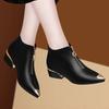 Fashion 2024 Women's Boots Fashion Metal Pointed Short Boots Autumn and Winter Women Leather Boots Elegant Thick Heel Women Ankle Boots