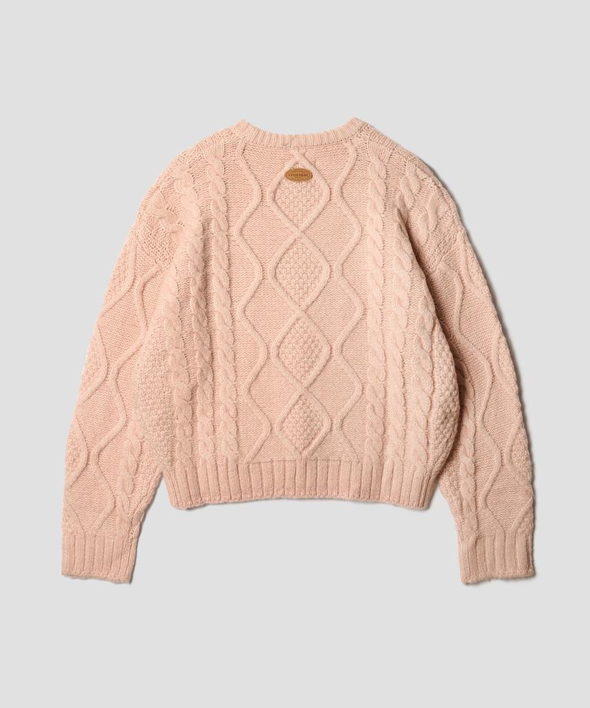 TTUDEMENT Chunky Cable Knit Light Pink
