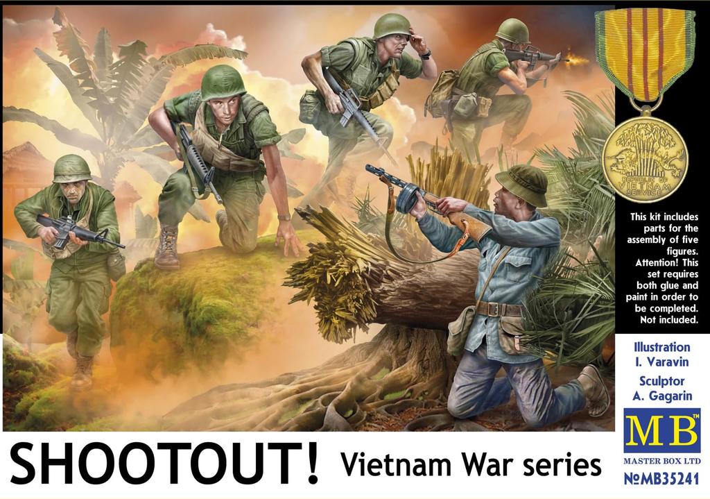 Master Box Vietnam Series Gunfight 4 American 1 North Vietnamese Soldier пластиковая модель для сборки MB35241 1/35 солдаты,