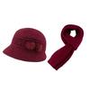 2Pcs/Set Women Hat Scarf Set Solid Color Flower Decor Elastic Knitting Basin Hat Warm Long Scarf Set Cold Weather Accessories