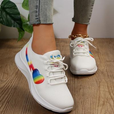 Летние платформенные повседневные вязаные кроссовки женские на шнуровке радужные низкие кроссовки для бега одинарная обувь