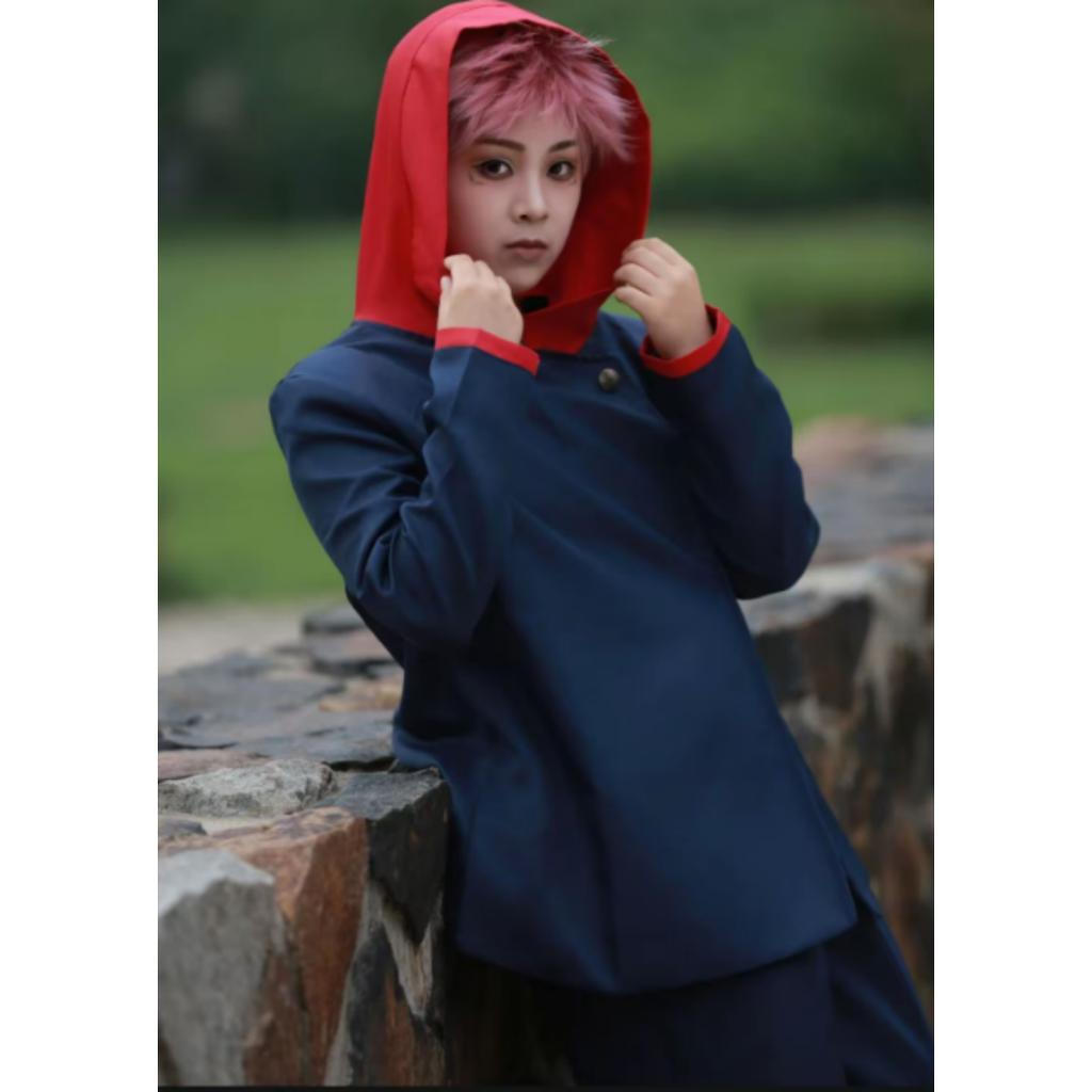 Anime Tokyo Itadori Yuji Cosplay Costume with Hooded Pants For Halloween Outfit School Carnival Uniform