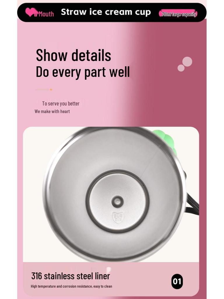 Термокружка из нержавеющей стали 316 Aurora с ручкой и соломинкой - Креативная автомобильная кружка