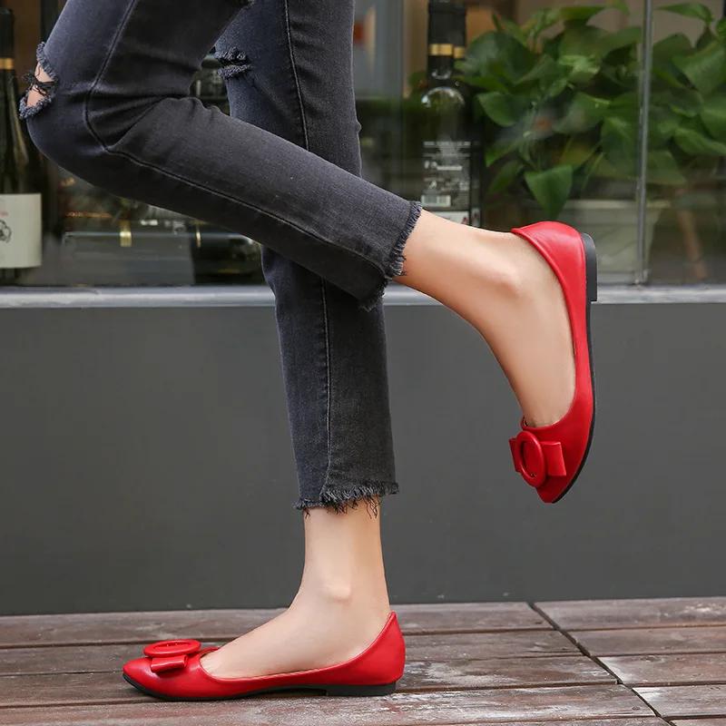 Большой размер 46 модные туфли Bean для женщин повседневные легкие туфли на одну ногу с заостренным носком на плоской подошве Zapatos De Mujer