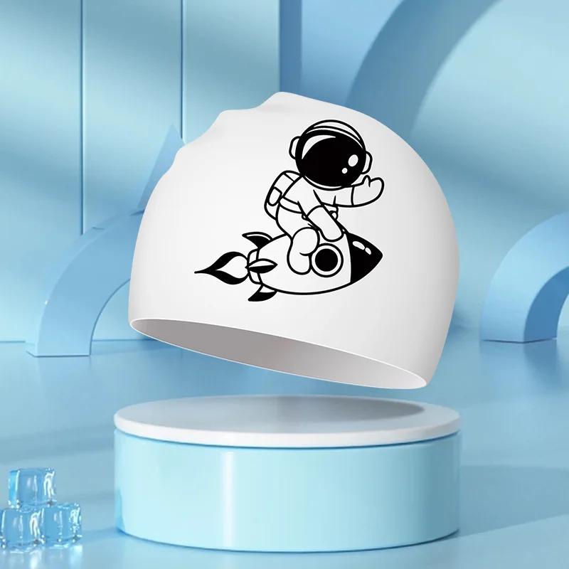 Шапочки для плавания с героями мультфильмов, большие размеры, длинные волосы, защита ушей, силиконовые шапочки для плавания для детей, печатные шапочки для плавания, аксессуары для бассейна