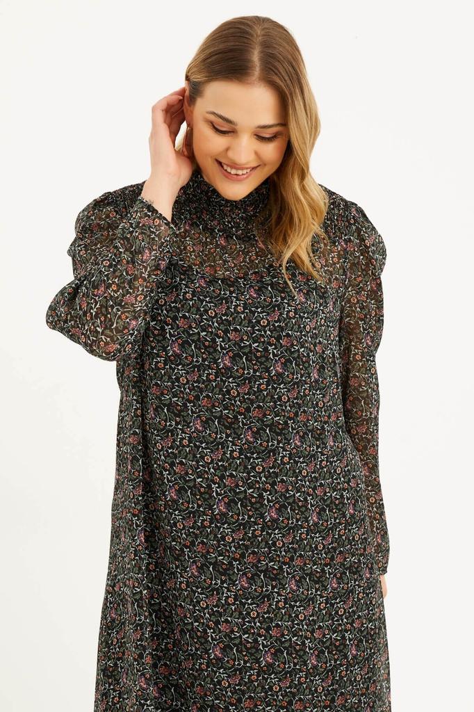 Женское платье большого размера, шифоновое платье с деталью из ткани Gipe на подкладке