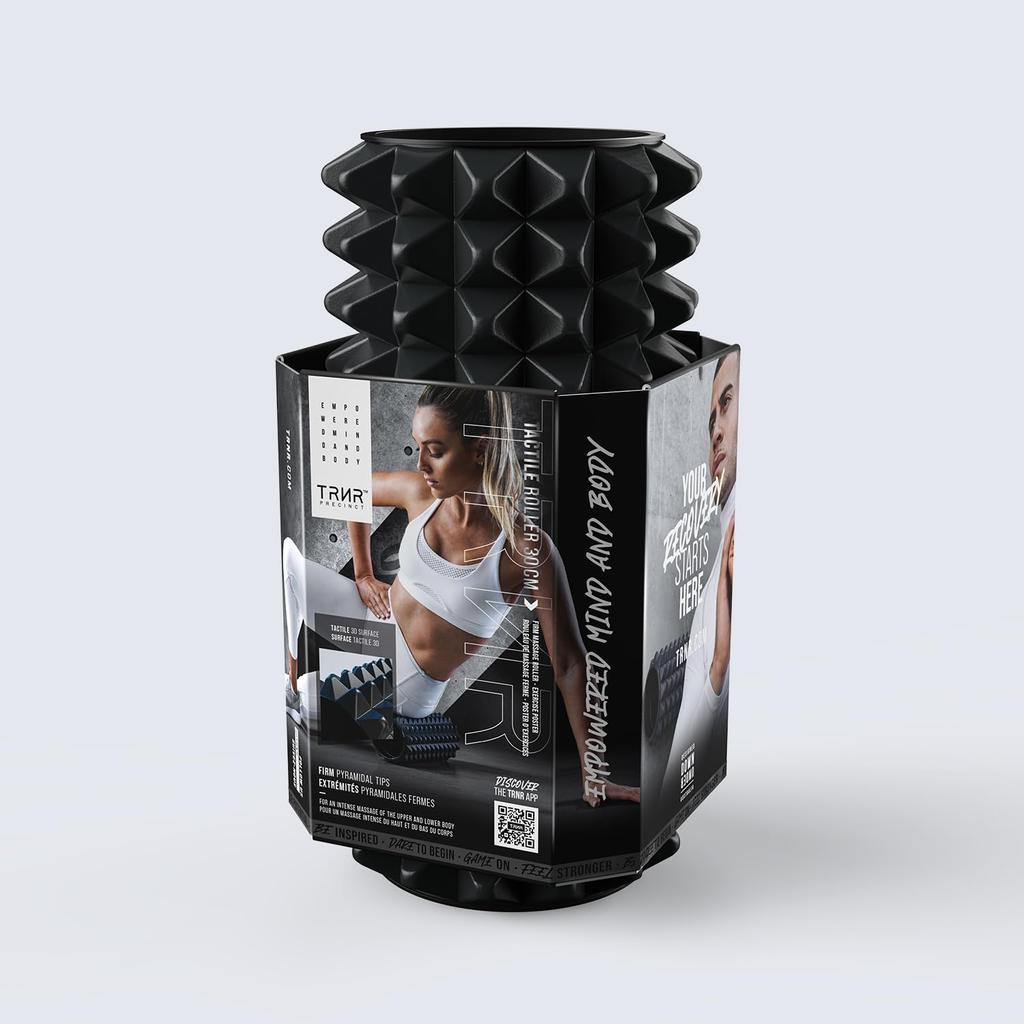 Тренажерный ролик из пены, жесткий ролик для фасции, миофасциальный релиз, растягивающий ролик, силиконовые ножки EVA 30 см [TRNR] теленок/черный