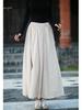 Retro Literary Burnout Cotton Linen Elastic Waist Midi Skirt - Autumn/Winter