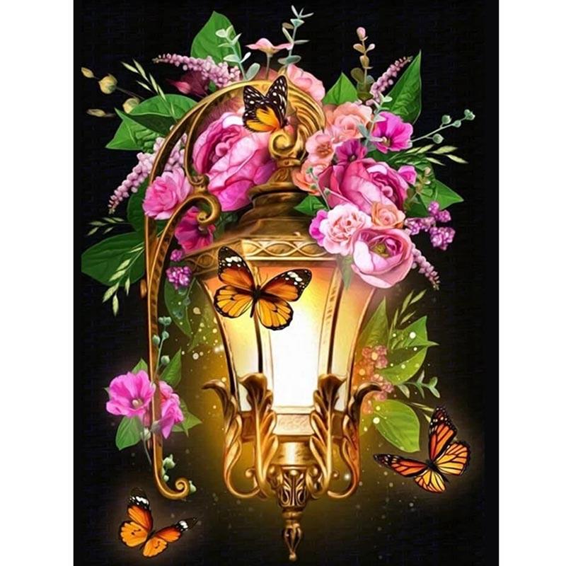 Full Round Diamond Embroidery Flowers Light 5d DIY Diamond Painting Flower Mosaic Picture with Rhinestones Pattern Home Decor