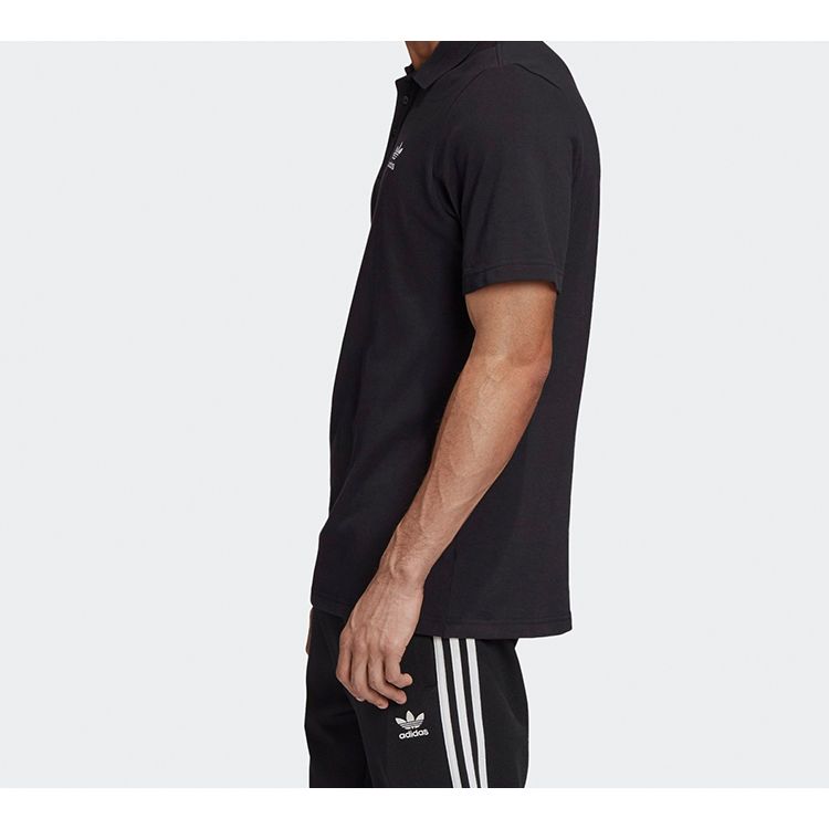 Adidas Originals Trefoil Повседневная спортивная футболка-поло с коротким рукавом Мужские топы черные GD2551