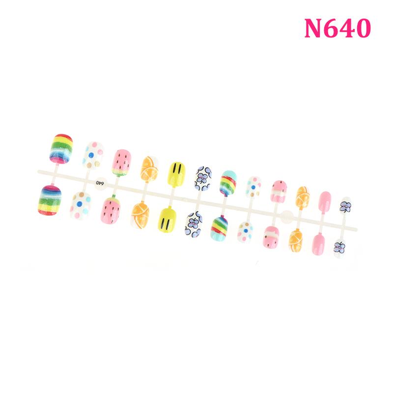 Kids Cartoon Pattern Design Wearing Fake Nails Strips Nail Tips Special Manicure Popular Children False Nails Press