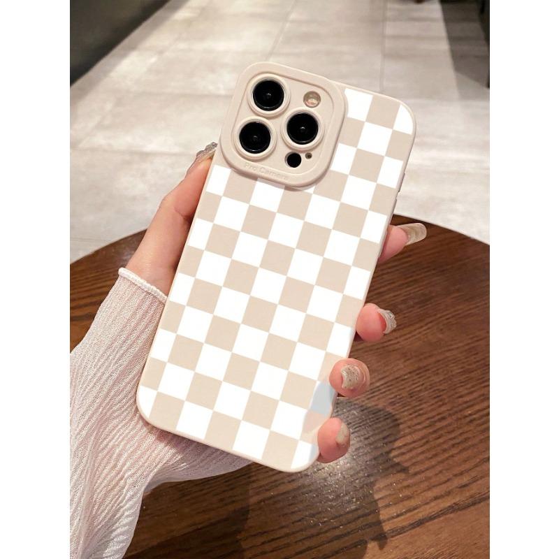 Black and white checkered pattern phone case suitable for iPhone 16 15 14 13 12 11 Pro/Max/Plus shockproof back cover
