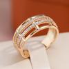 Square Hollow Double Zircon Wide Rings for Women Gold Color Personality Modern Jewelry Trendy Accessories