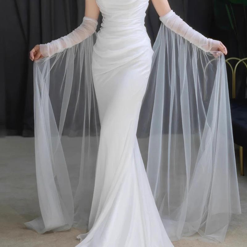 Шелковая свадебная фата и шарф для фотосессии невесты