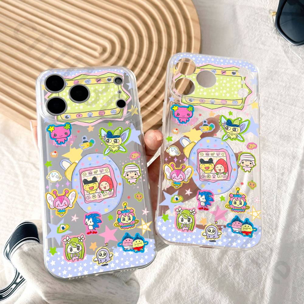Cartoon Role T-Tamagotchi Dog Phone Case for iPhone 17 16 15 14 13 12 11 Pro Max Plus Air Mini 16E ProMax Transparent Case