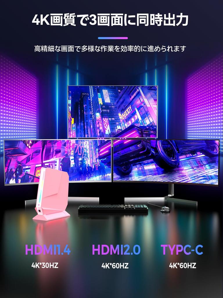 TOPGRO Mini PC Gaming Core GTX1050 16 ГБ SSD WiFi5 LAN Windows11 Pro Small Gaming PC i7-8750H / DDR4/512 ГБ PCIe3.0 4K@60 Гц 1,0 Гбит/с