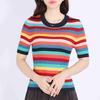 Женский полосатый пуловер с круглым вырезом и рукавом пять четвертей Anlom