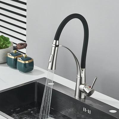 Смеситель горячей и холодной воды Кухонный смеситель для раковины Кухонные смесители Однорычажный Поворотный Выдвижной распылитель Смеситель Настольный