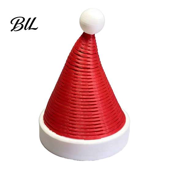 Retractable Spiral Spring Christmas Hat 3D Printed Flexible Santa Figurine, Coil Ornament Desktop with White Base, Novelty Fidget Toy Figurine