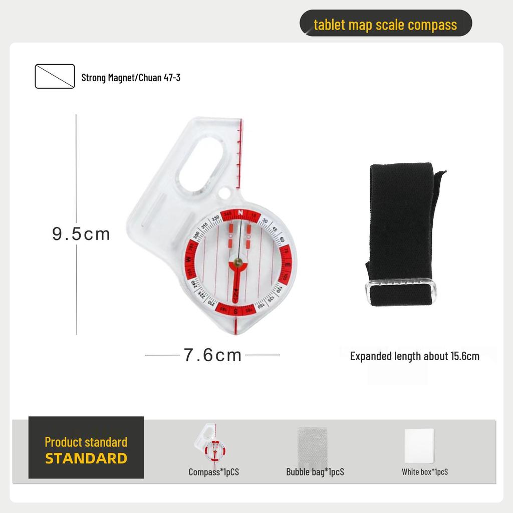 Thumb-Style Directional Compass with Map Scale - Quick North Alignment