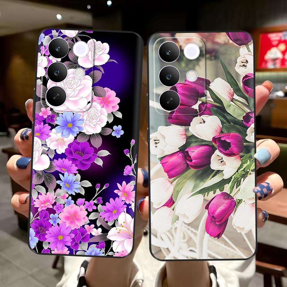 Чехол для OPPO Realme C85 5G Цветок Мягкий Матовый Силиконовый Задний Чехол для Realme 15x RealmeC85 C 85 4G 5G Полный Чехол для Телефона Fundas
