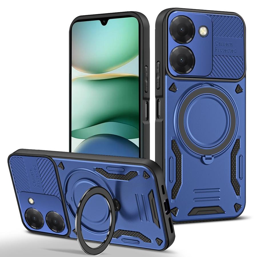 Прочный ударопрочный магнитный чехол-броня для Xiaomi Redmi 15C 15 A5 14C Note 14S 14 13 Pro Plus 5G с держателем-кольцом для автомобиля