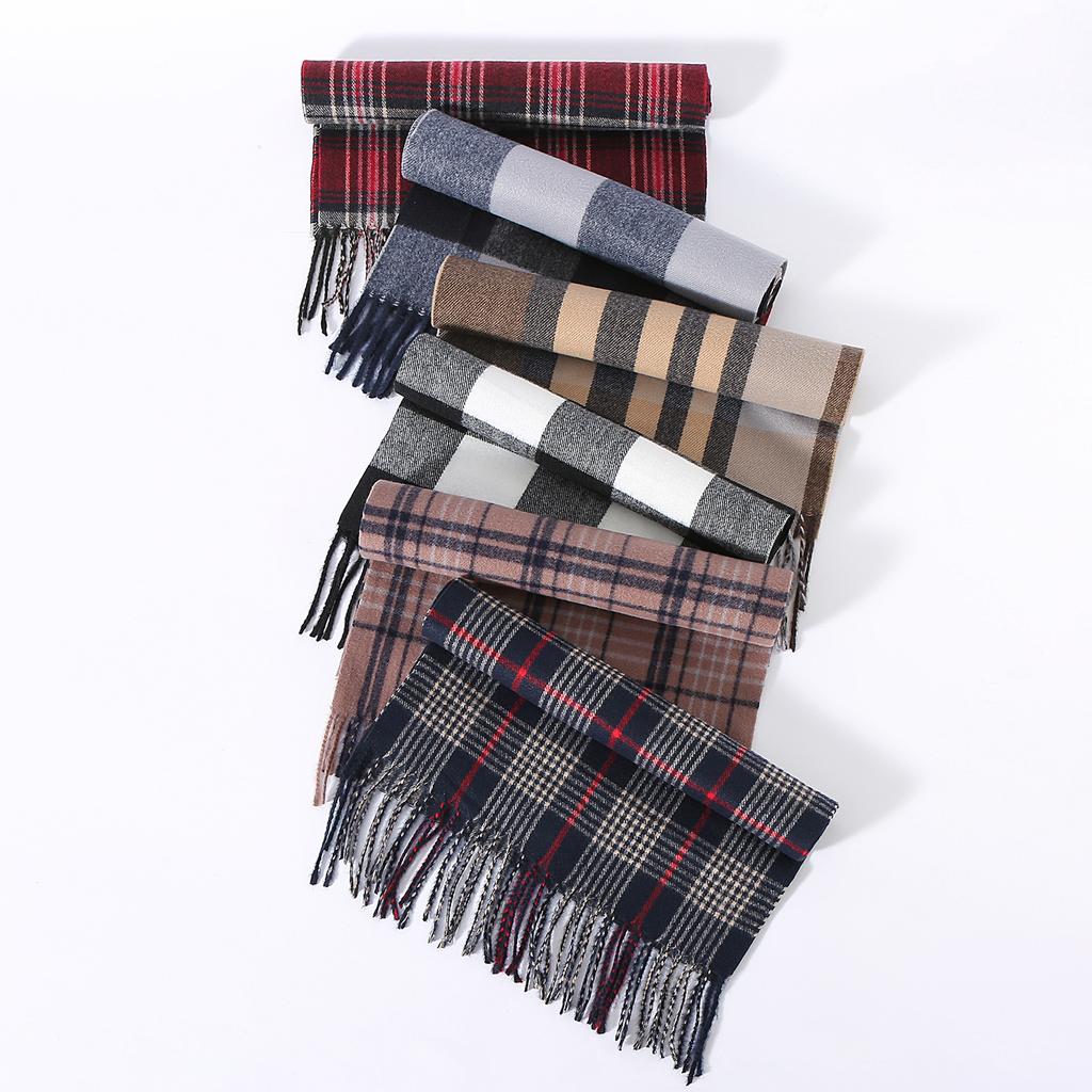 Autumn And Winter New Men'S Scarf Black And White British Style Imitation Cashmere Versatile Shawl Warm Double-Sided Scarf