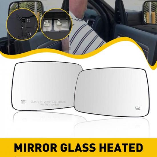 Pair Mirror Glass Heated Driver &Amp; Passenger Side For 2010-21 Dodge Ram 1500 2500