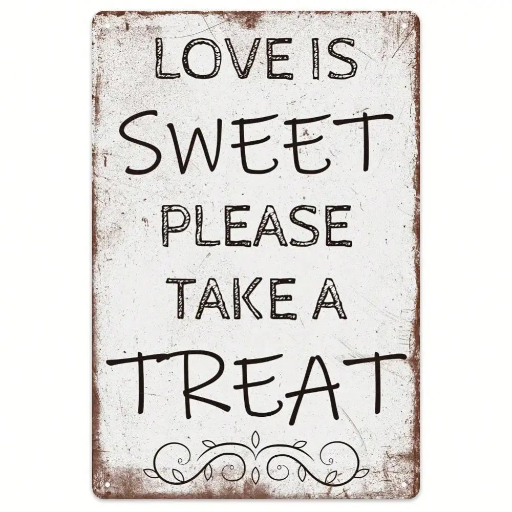 Love Is Sweet Vintage Wedding Sign 1181x787inch Retro Treat Table Decor Metal Party Wall Art