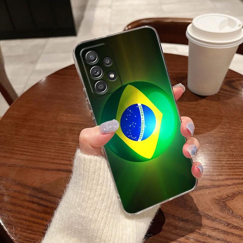 Прозрачный мягкий чехол для телефона с флагом Бразилии для Samsung Galaxy A56 A57 A37 A55 A54 A36 A35 A26 A25 A16 A17 A07 A52 A34 A73 A53 A21s