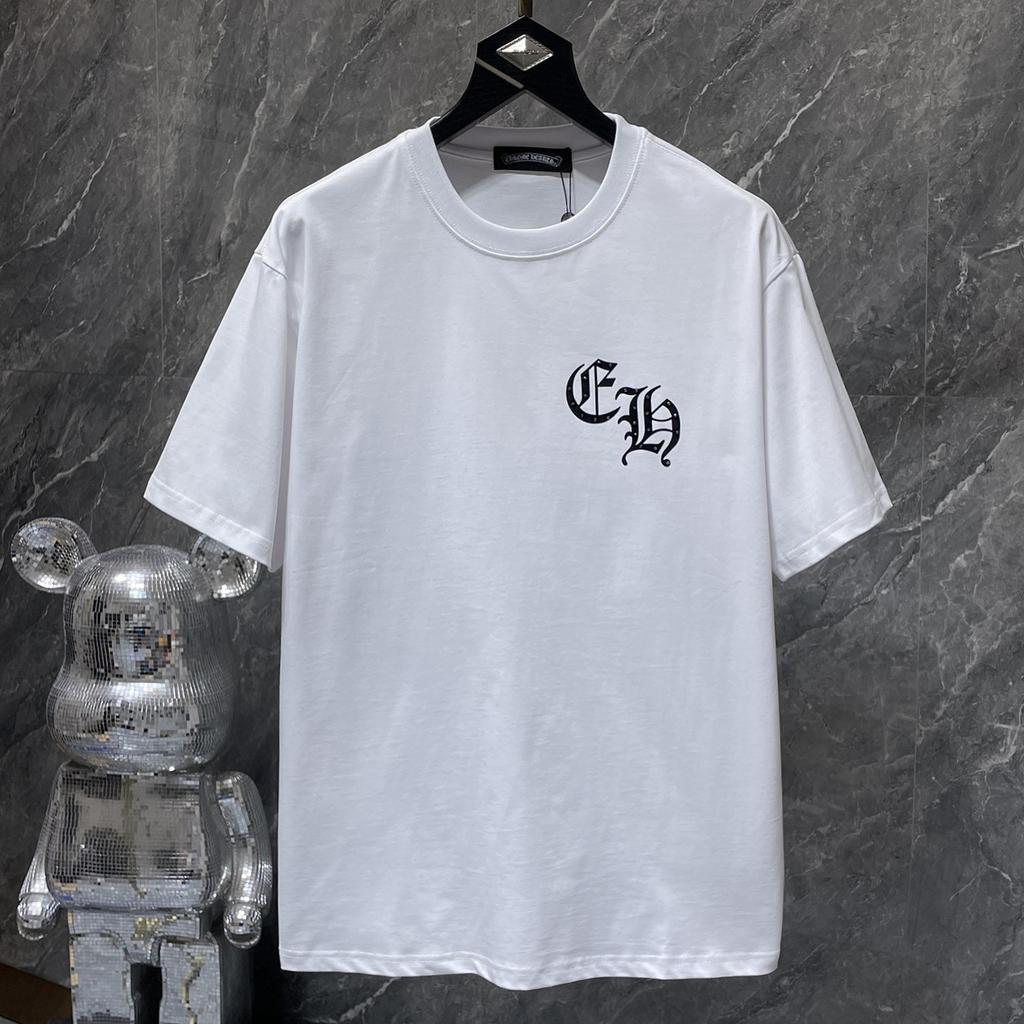 GZ-8933 CHROME HEARTS 2025 Летняя новая высококачественная хлопковая свободная футболка с круглым вырезом большого размера для мужчин и женщин, парная футболка