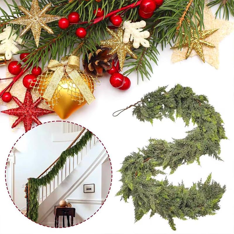 1 шт. Темно-зеленые ветви Праздничная гирлянда Дом Искусственная лоза плюща Рождественская елка Зеленые двери