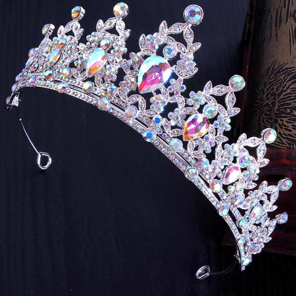 Shiny Baroque Crown Elegant Princess Rhinestone Crown Exquisite Bridal Tiara Women/Girls
