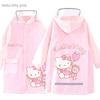 Kuromi Children's Raincoat for Girls with Backpack Space, Large Brim, Waterproof Jacket for Boys and Girls, Mid-Length Style