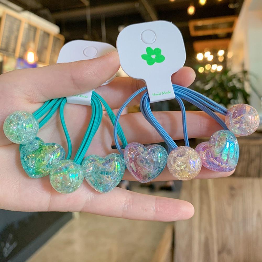Gradient Elastic Hair Band Crack Heart Hair Ties New Ponytail Holder for Girl