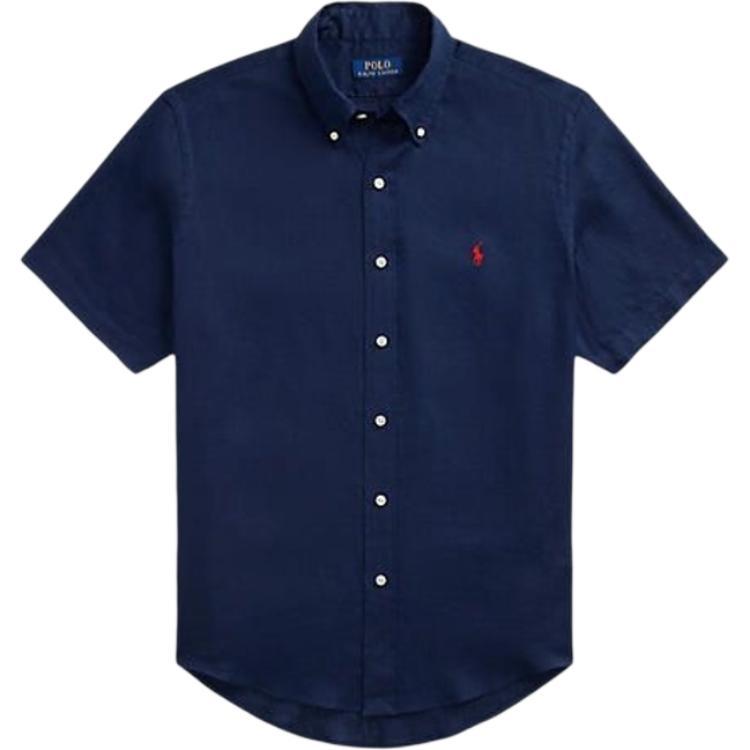 Рубашка с коротким рукавом и вышитым логотипом Polo Ralph Lauren, на одной пуговице, Классическая версия, Мужские рубашки 710978347-001