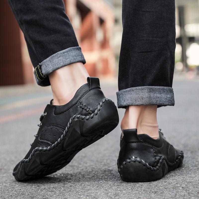 Мужская обувь для отдыха в стиле ретро, кожаные туфли большого размера из пеньковой веревки, мужская кожаная обувь ручной работы на шнуровке с резиновой подошвой для вождения автомобиля