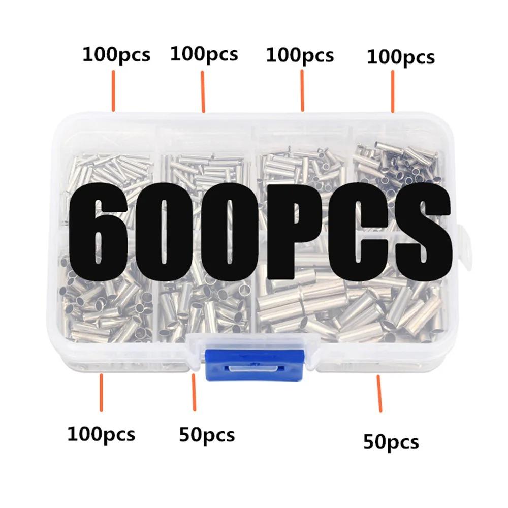 600 шт. луженых медных неизолированных обжимных клемм 0,5 мм2-6,0 мм2, наконечники для шнура, электрический соединитель кабеля