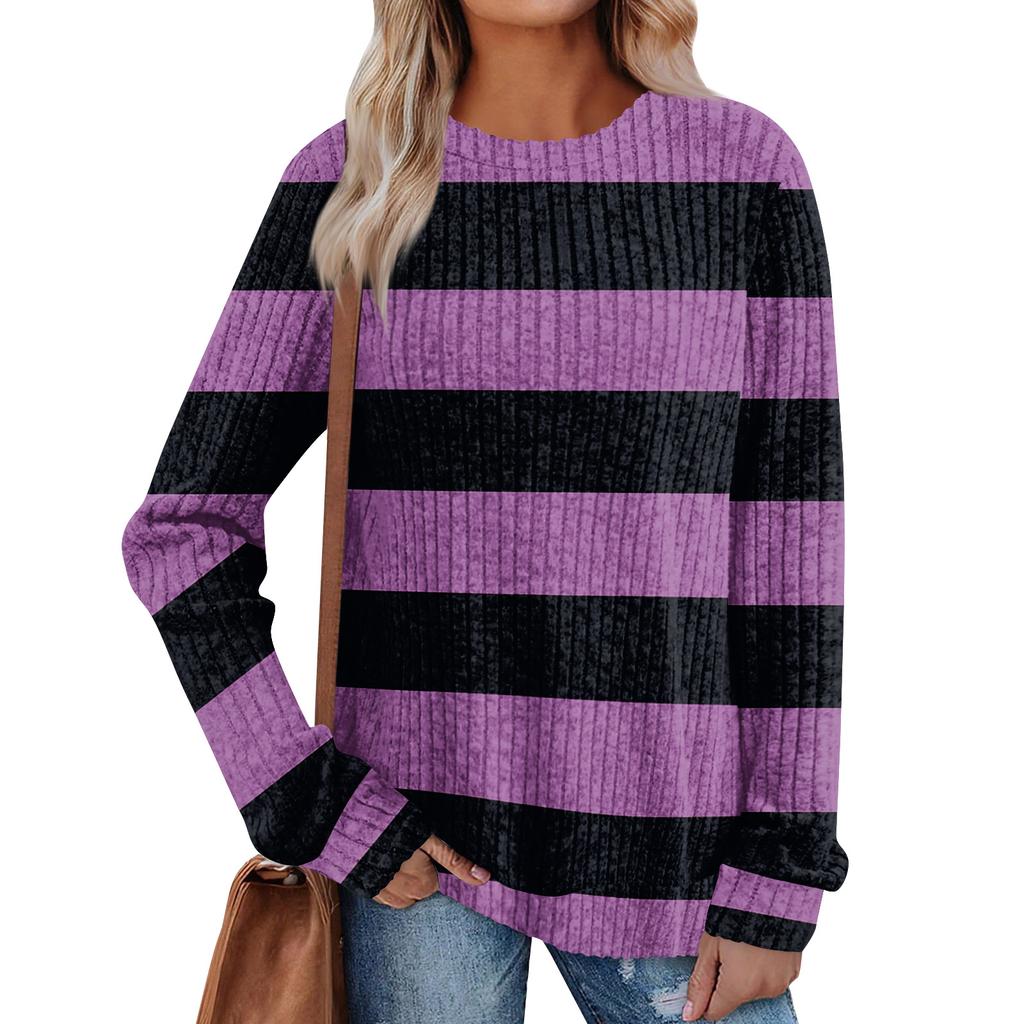 Женский зимний топ с круглым вырезом из легкого хлопка с начесом и принтом в стиле колор-блок