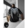 Men's Street Style Skull & Wings Graphic Tee Casual Loose Fit Short Sleeve T-Shirt with Round Neck Perfect for Summer Tops Tee