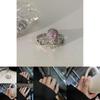 Charming Pink Crown Ring For Women Unique Design Adjustable Copper Fashion Jewelry