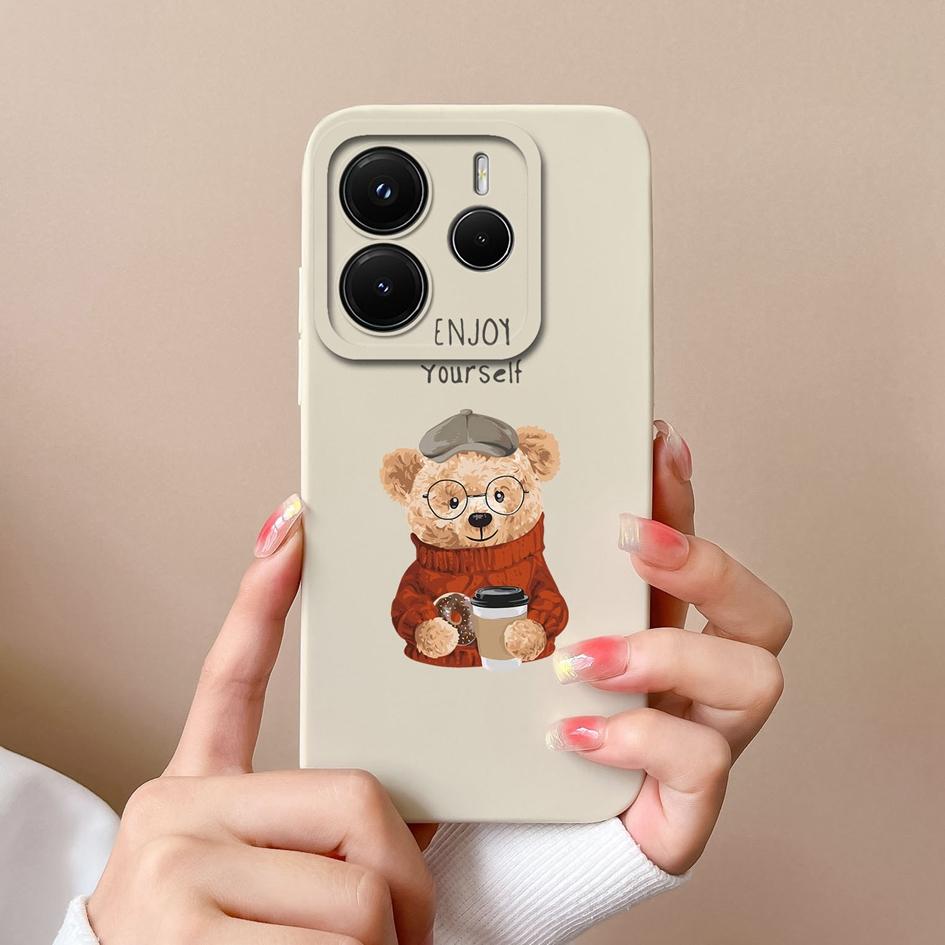 Чехол для Redmi Note 11 12 14 12R 11E 11T 14S 12S 11S 12Turbo Pro Plus 4G 5G с милым рисунком медведя, высококачественный противоскользящий силиконовый корпус для Redmi Capa