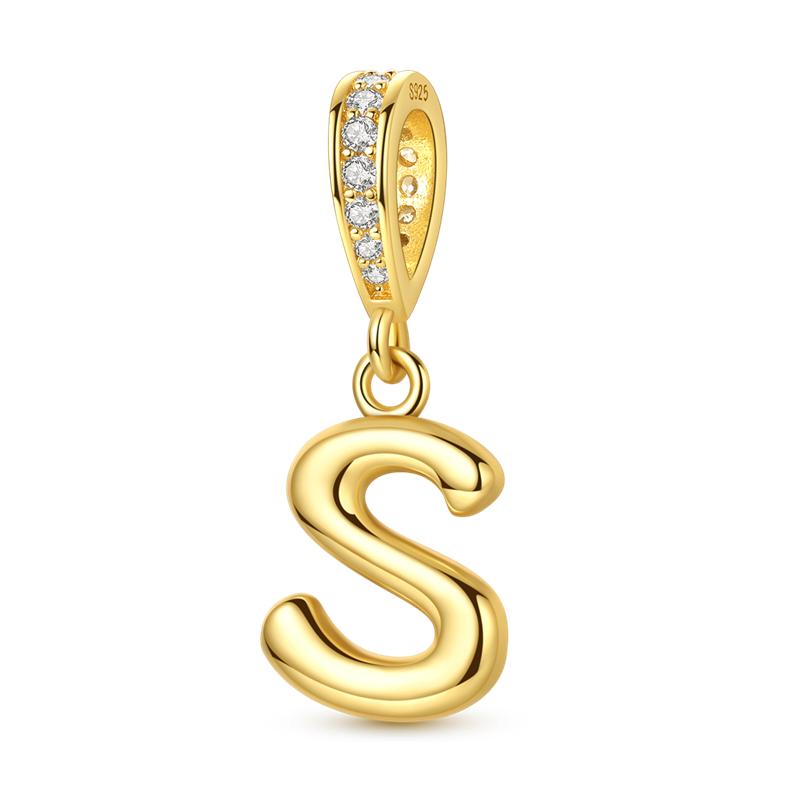925 Silver Golden Series Charms Bead with CZ Zircon Whale Butterfly Sun Pendant for DIY Fashion Jewelry Bracelet