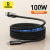 Магнитный кабель USB C Baseus PD 100 Вт для 15 Быстрый зарядный кабель для Macbook Ноутбука Тип C Шнур Провод для Samsung
