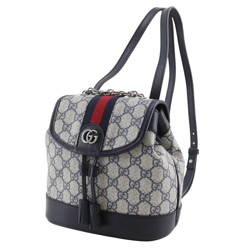 GUCCI Ophidia Mini Backpack Daypack 795221 Gray / navy GG Supreme Canvas Women Used