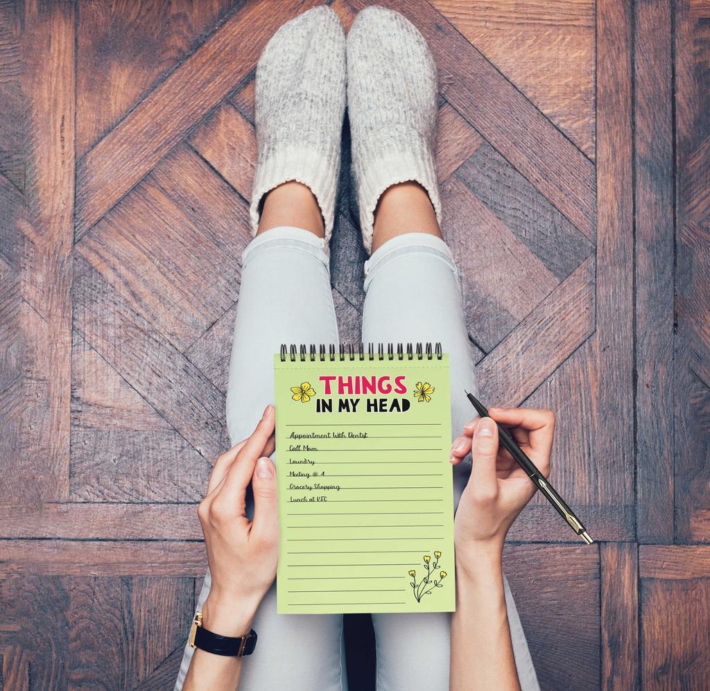 Inkdotpot Блокнот со списком дел – 6” X 9” бумажные канцелярские принадлежности, список дел в моей голове, блокнот с цветочным узором и спиралью, ежедневный контрольный список-(50 листов)